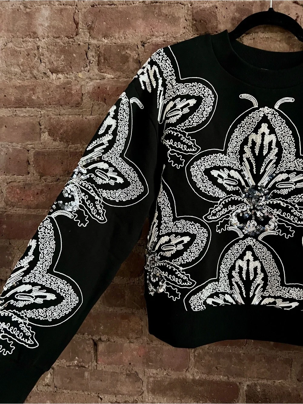 Anthropologie | Ollari | Black Embellished Sweatshirt | Size Medium - Picture 9 of 11